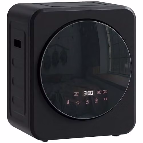 HOMCOM Black Vented Compact Tumble Dryer with 2.5 kg Dry Capacity and Reversible Drum Action