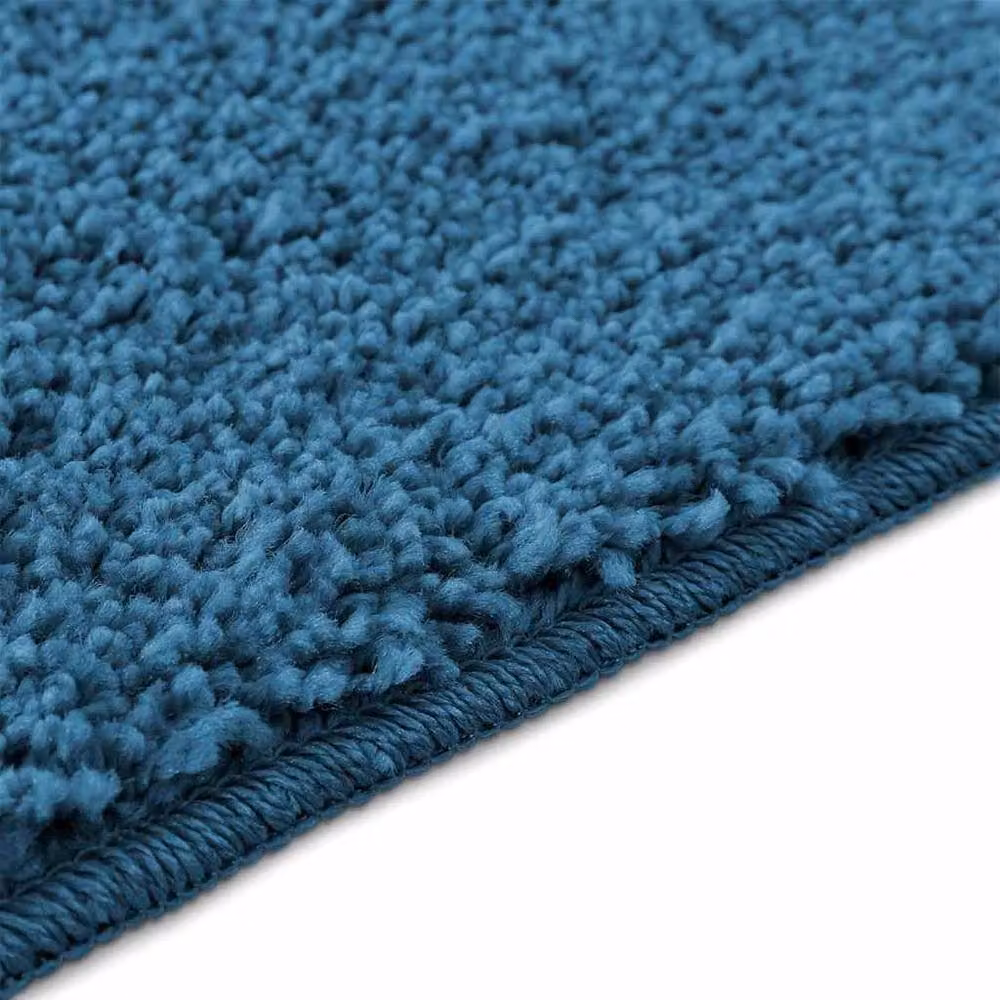 Berkfield Home Non-Slip Rectangular Blue Polyester Bath Mat W: 60 cm, D: 90 cm – 4