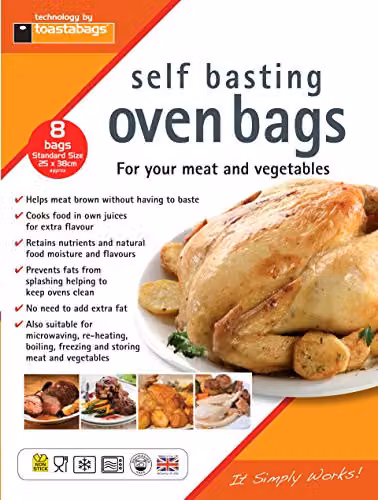 Toastabags Transparent Standard Oven Roasting Bags, 8 Pack, W: 25 cm x D: 38 cm x H: 38 cm