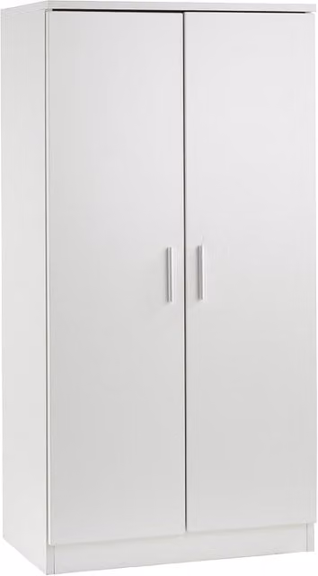 MMT Furniture Designs IV13 White Minimalist Freestanding Cabinet with Flat Internal Shelves and Hinged Doors, W/D/H: 108.0 x 35.5 x 55.0 cm