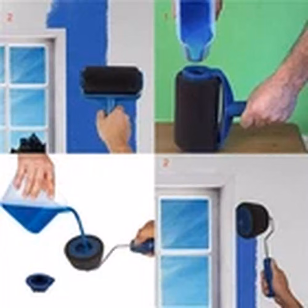 EONLION 8-Piece Blue Paint Roller and Brush Set with Stainless Steel Telescopic Pole – 4