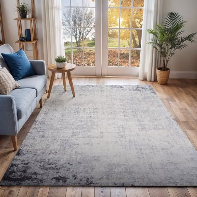 Livabliss Roma Abstract Modern Marble Rug in Grey, Blue and Brown, W: 140 cm, L: 200 cm