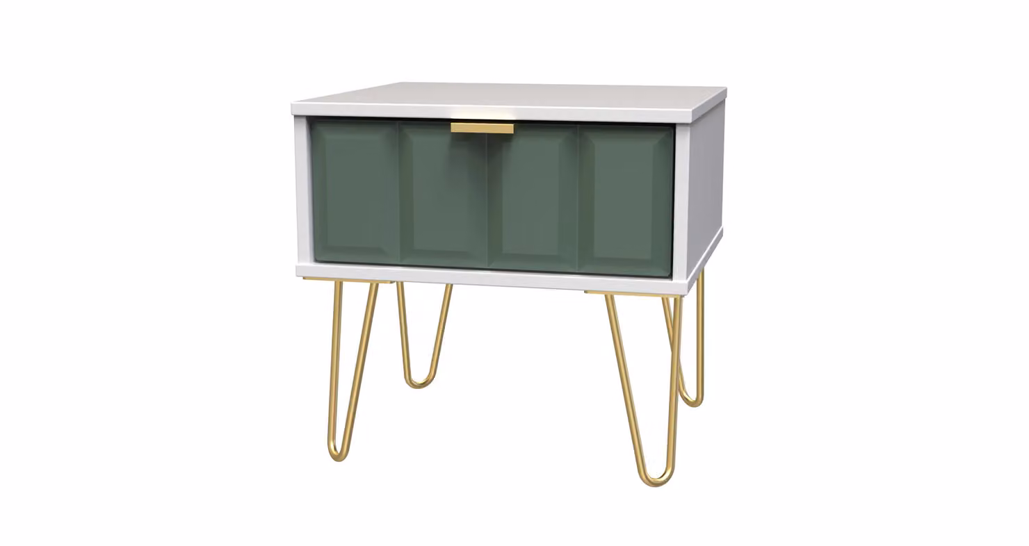 2 U Metro Ready Assembled 1 Drawer Bedside Table in Green and Gold – 2