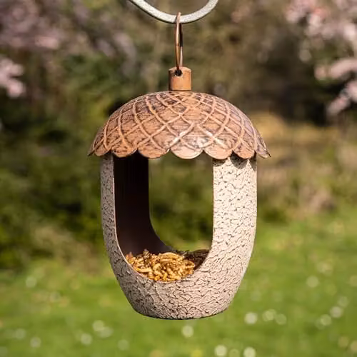Peckish Acorn Shaped Metal Bird Feeder, Brown, W/D/H: 14.0 x 18.0 x 14.0 cm – 2