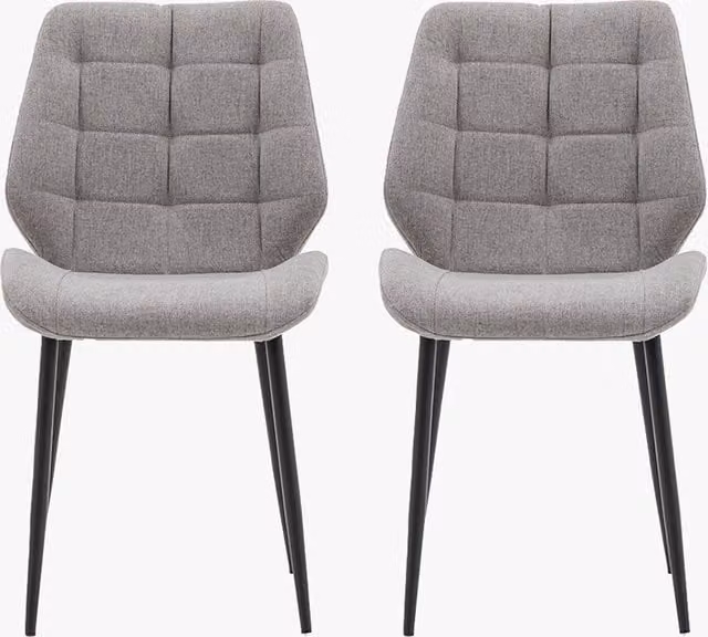 Perch & Parrow Scandinavian Hallen Dining Chairs in Grey Fabric, Set of 2