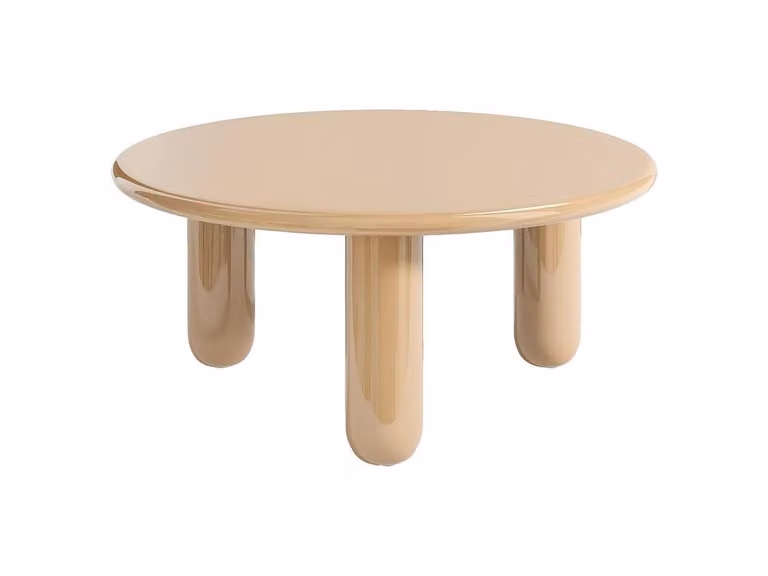 Vente-unique BENESA Round MDF Coffee Table in Lacquered Beige, W/D/H: 50 x 50 x 40 cm