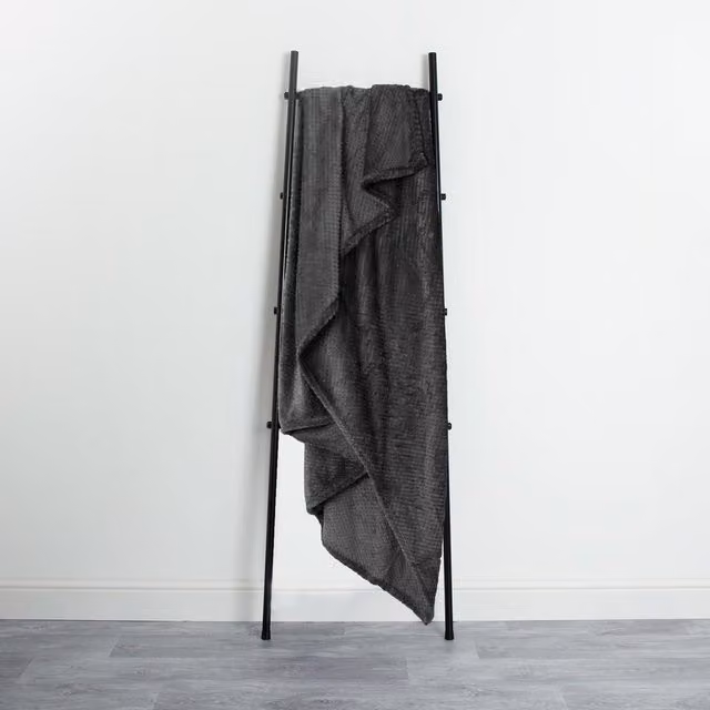Dreamscene Black Waffle Honeycomb Mink Throw, 200 cm