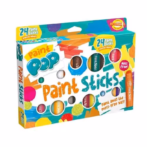 Paint Pops 24 Pack Water Soluble Fast Drying Mess Free Wax Paint Sticks for Children in White and Multicolour – 2