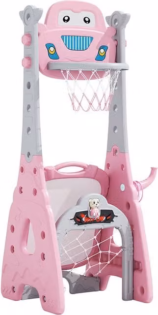 Komore Pink Toddler Basketball Stand with Drawing Board