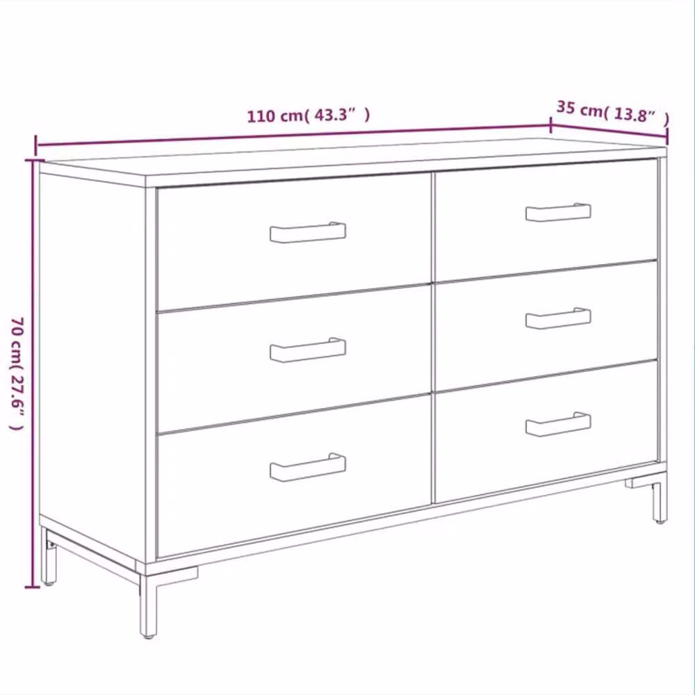 Berkfield Home Black Solid Pinewood Sideboard W/D/H: 110 x 35 x 70 cm – 5