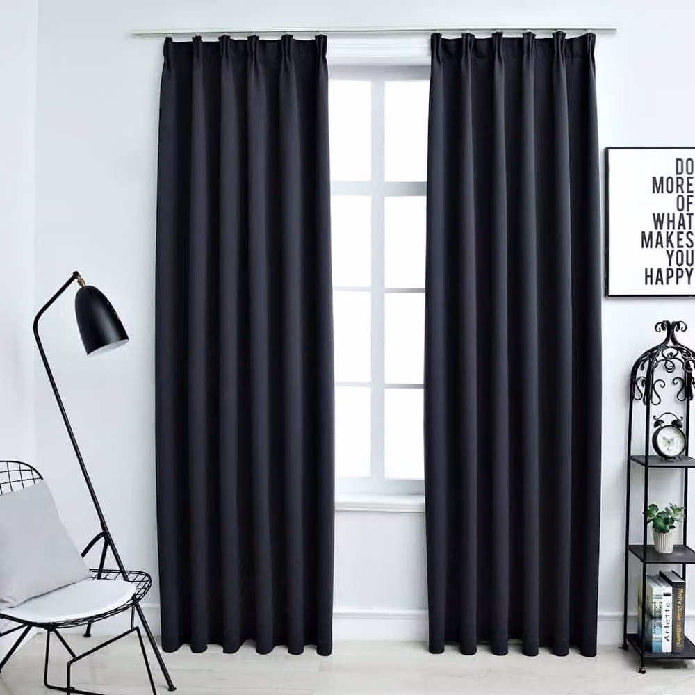 Berkfield Home Elegant Blackout Curtains with Hooks, 2 Pack, Anthracite Grey, W: 140 cm, H: 175 cm – 2