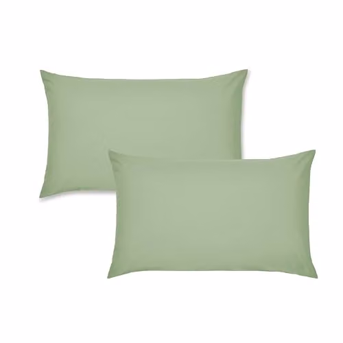 Catherine Lansfield Easy Iron Percale Standard Pillowcase Pair, Green, W/H: 50 x 75 cm – 2