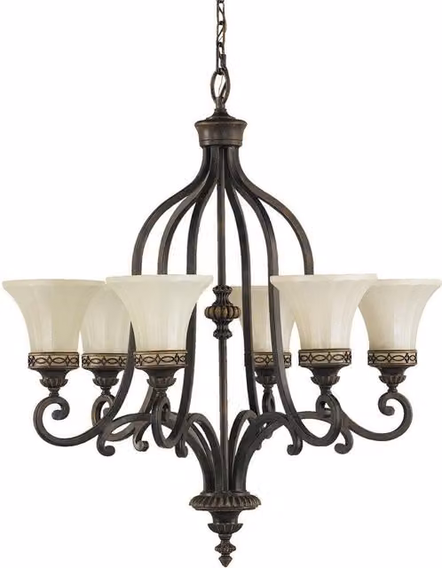Netlighting Drawing Room 6 Light Multi Arm Chandelier in Brown Walnut Finish with E27 Sockets – 1