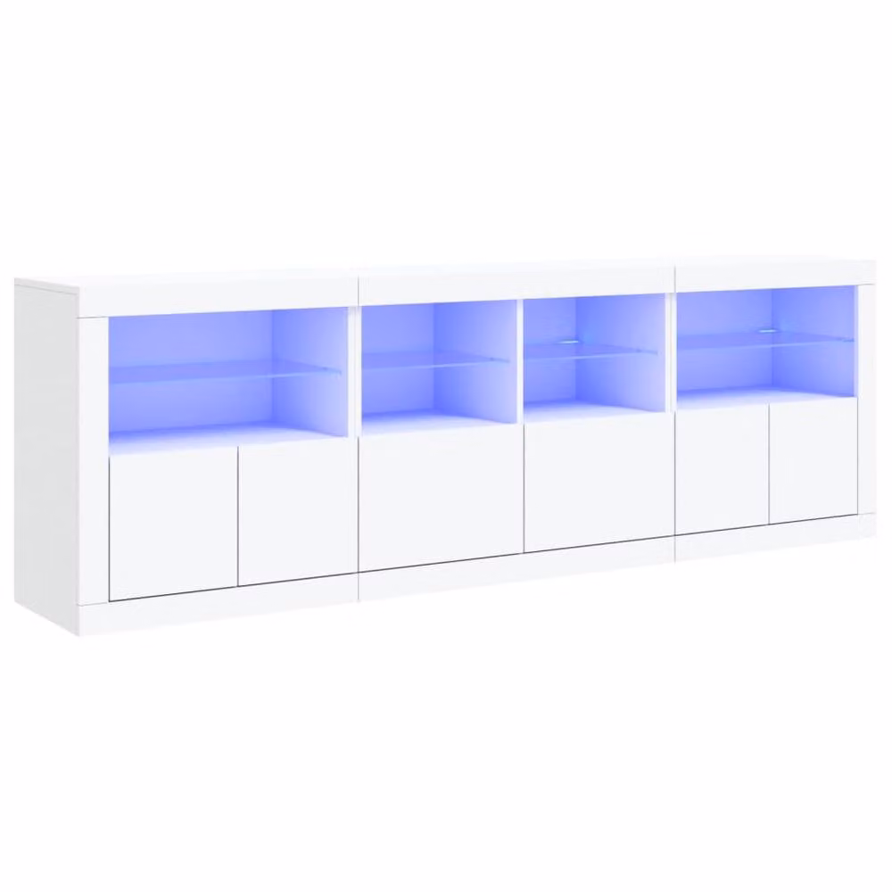 Berkfield Home White Glossy Sideboard with Integrated LED Lights, W/D/H: 202 x 37 x 67 cm – 2