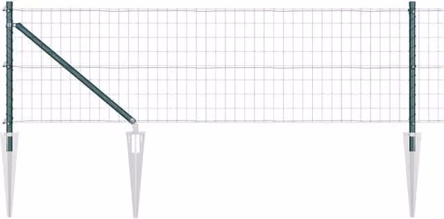 Berkfield Home Euro Fence in Green Galvanised Steel with 13 Spike Posts, W: 25 m, H: 0.8 m – 1
