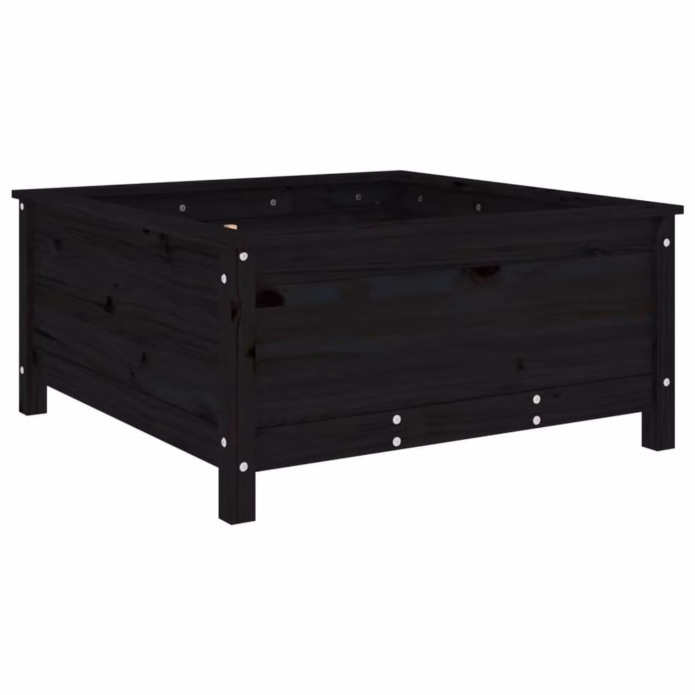Berkfield Home Beautiful Garden Planter Tub in Black Solid Wood, W: 82.5 cm, D: 82.5 cm, H: 39 cm – 3