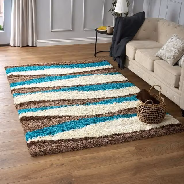 Bravich LTD Abstract Wave Shaggy Area Rug in Teal Multicolour, W: 160 cm, D: 230 cm – 1