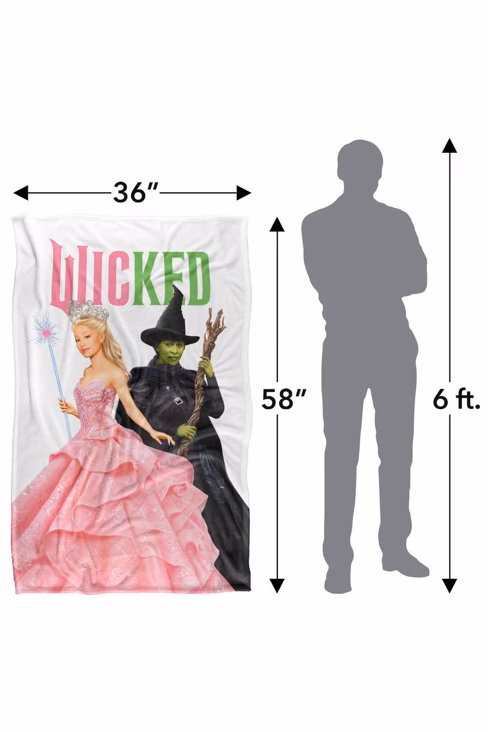 NBCU Wicked Pink and Green Glinda and Elphaba Witches Blanket, Large – 2