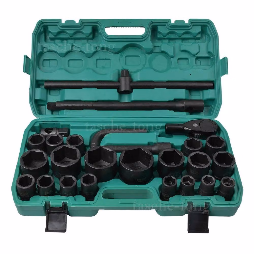 FLAVORA 26pc Impact Socket Set with 3/4 inch and 1 inch Drive Ratchet, Green – 3