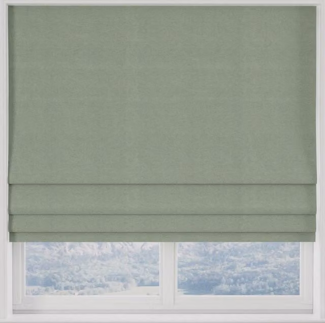 Terrys Modena Recycled Made to Measure Roman Blind in Green Leaf Pattern Blackout Polyester