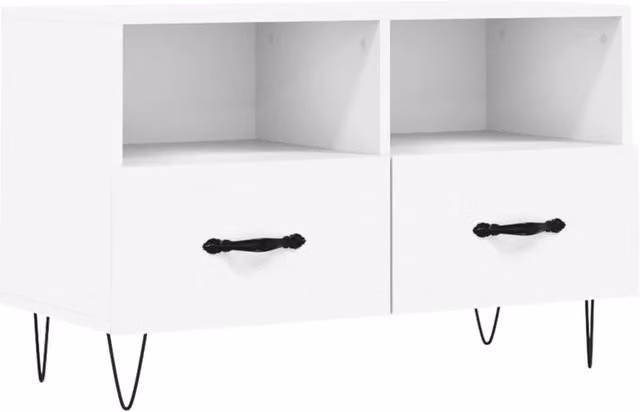 Berkfield Home Modern White TV Cabinet in Matt MDF and Metal, W/D/H: 80 x 36 x 50 cm – 1