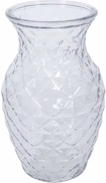 Kingsbury Gifts Textured Sweetheart Geometric Glass Vase in Clear