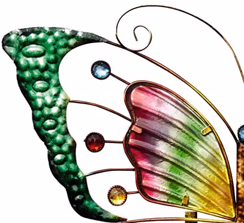 mysmartbuy Butterfly Solar Powered Light Decoration, Multicoloured Metal and Glass Outdoor Garden Hanging Ornament, H: 40 cm, W: 57 cm – 4