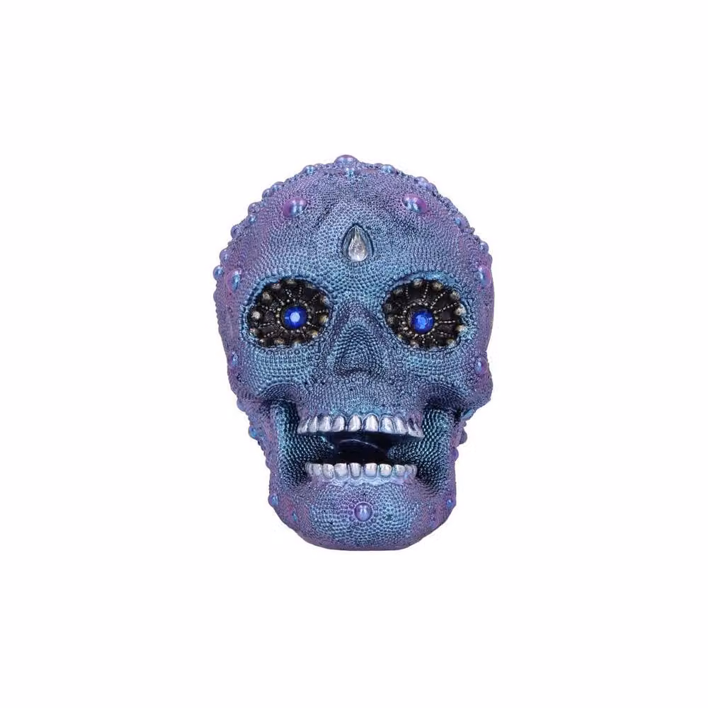 Nemesis Now Bejewelled Resin Skull Ornament in Purple and Blue, Height: 11 cm – 3