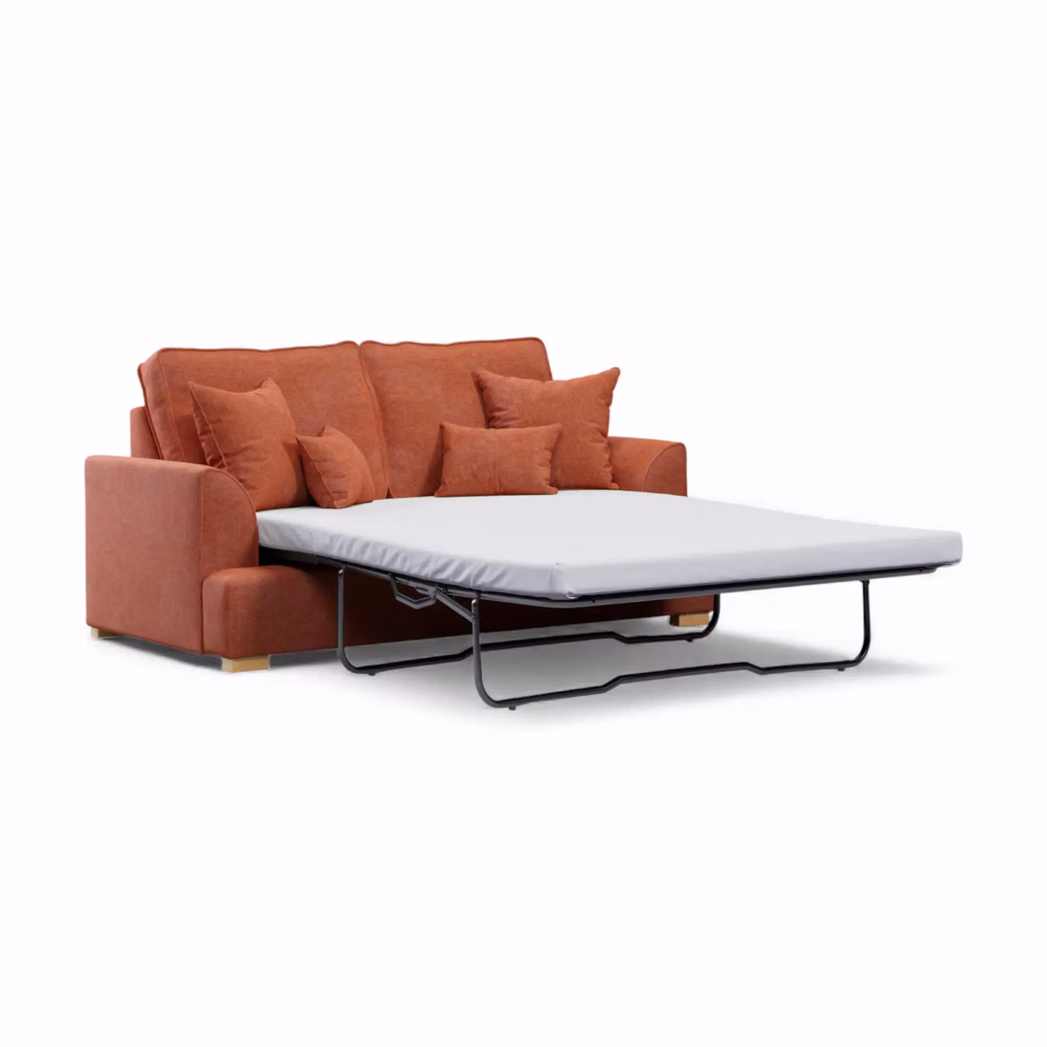 The Great Sofa Company Ophelia Red Chenille 2 Seater Sofa Bed with Pull Out Frame and Scatter Cushions – 2