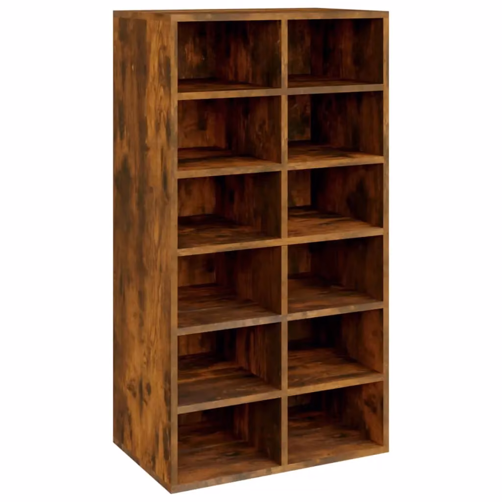 Berkfield Home Smoked Oak Shoe Rack in Brown, W/D/H: 54 x 34 x 100.5 cm – 2