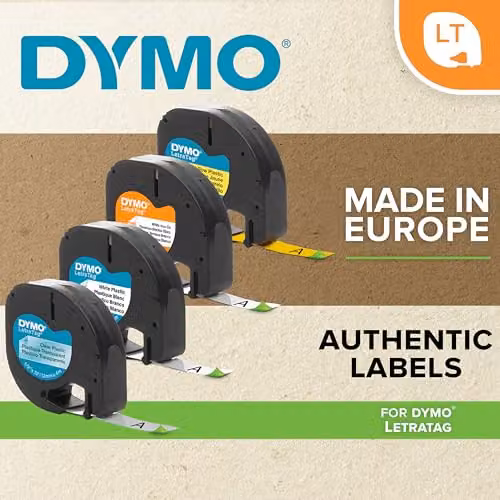 DYMO LetraTag Multipurpose Paper Labels, Black Print on White, 12 mm x 4 m Roll – 3
