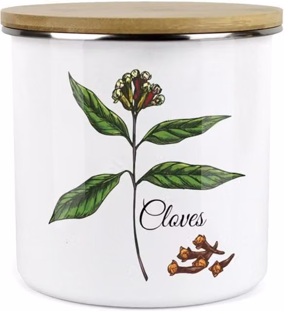 Purely Home White Enamel Metal Kitchen Food Storage Canister for Cloves