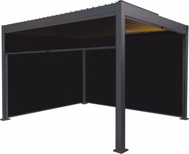 Monster Shop Grey Aluminium Modern Pergola with Blinds and LED Lights W: 390 cm, D: 300 cm