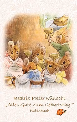 Beatrix Potter Peter Rabbit Birthday Notebook in Sand and Multicolour