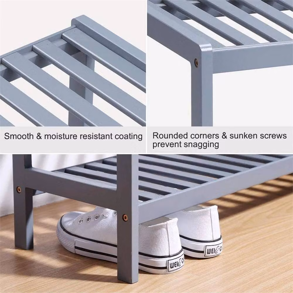 FLAVORA 3 Tier Bamboo Shoe Rack Organiser Stand in Grey, Width: 50 cm – 3