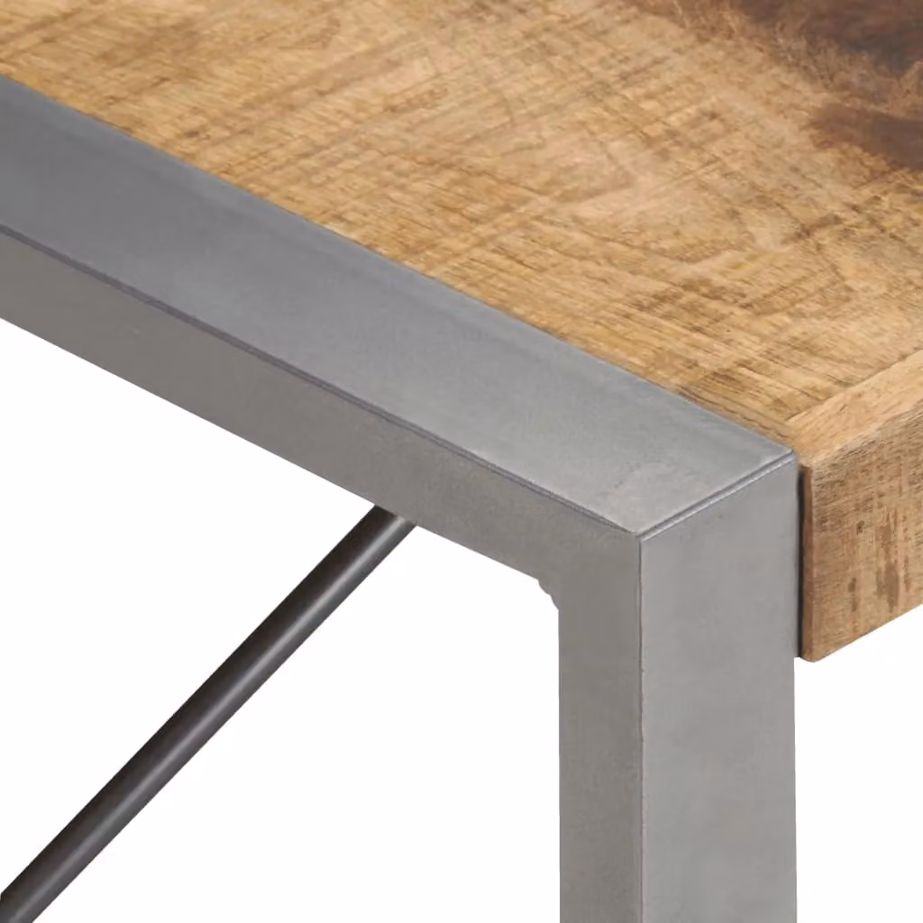 Berkfield Home Industrial Mango Wood Coffee Table in Brown, W/D/H: 140 x 70 x 40 cm – 3