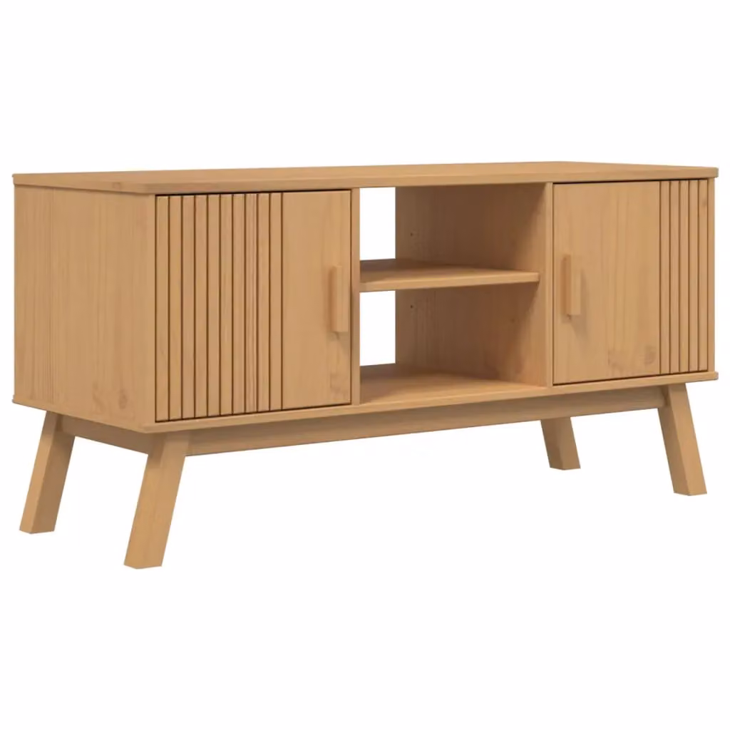 Berkfield Home OLDEN TV Cabinet in Brown Solid Pine Wood, W/D/H: 114 x 43 x 57 cm – 2