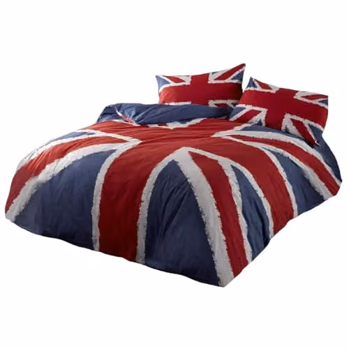 Rapport Home Union Jack Single Duvet Cover and Pillowcase Set, Cotton Blend, Multicolour, W/H: 135 x 200 cm, Pillowcase: 50 x 75 cm