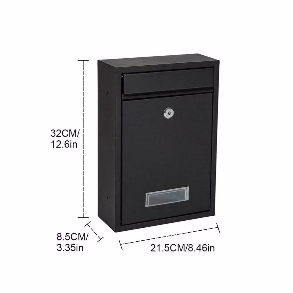 Kelvenix Large Wall Mounted Letter Box in Black, H 32.0 cm x W 21.5 cm x D 8.5 cm – 2