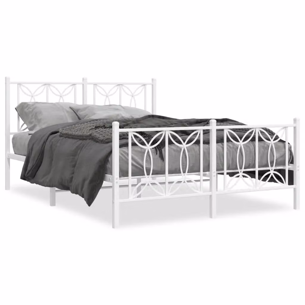 Berkfield Home Metal Bed Frame with Footboard, White, W/D/H: 140 x 200 cm – 2