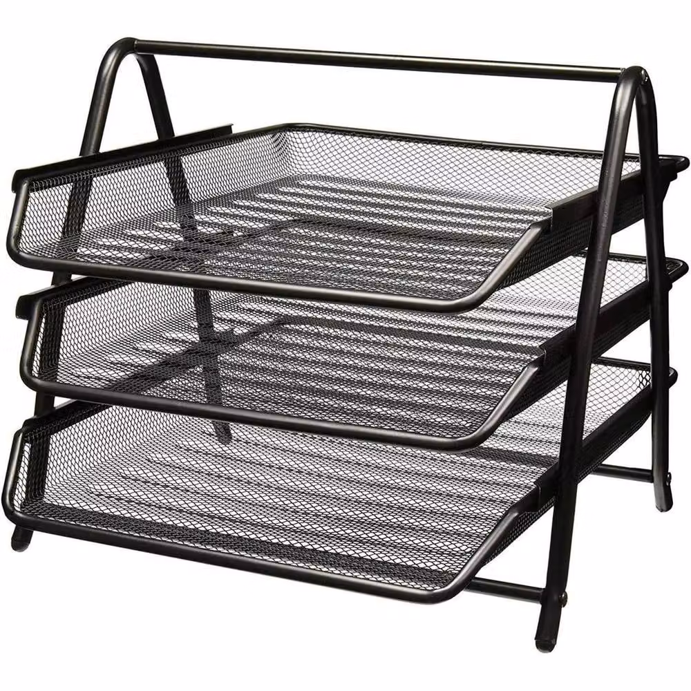 FORGEVIO 3 Tier Metal Office Letter Tray Holder in Black – 3