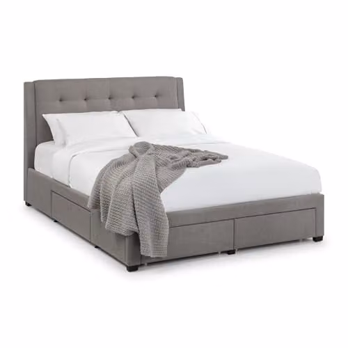 Julian Bowen Fullerton Upholstered Fabric Storage Bed with 4 Drawers in Grey, W/D/H: 180 x 200 x 161 cm – 1