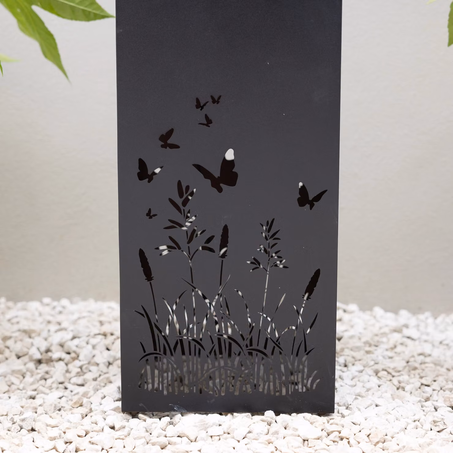 Primrose Wild Meadow and Butterfly Cut Out Metal Water Feature with LED Lights, Black, Height: 64 cm – 3