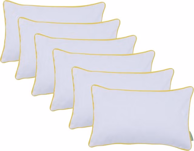 Gardenista White Rectangular Pillow with Yellow Piping and Removable Stain Repellent Cover, Pack of 6