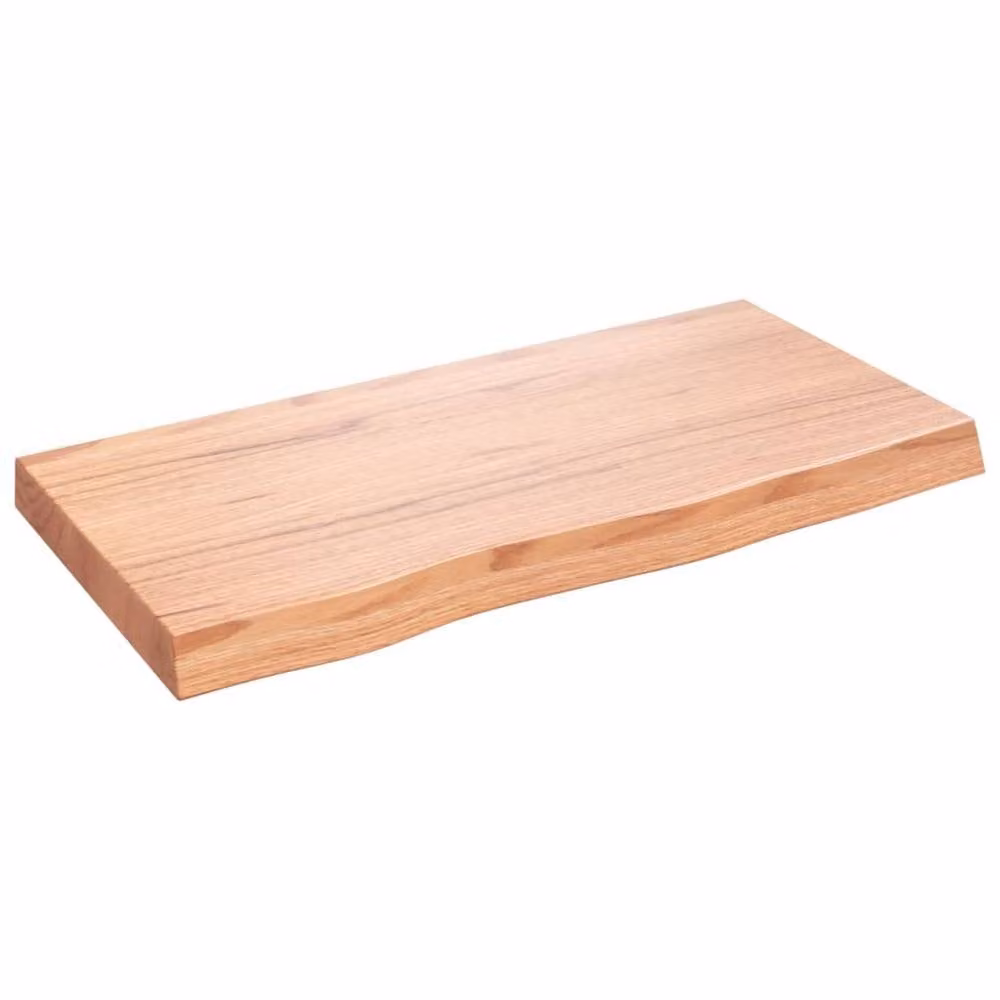 Berkfield Home Wall Mounted Rustic Oak Shelf, Light Brown, W: 80 cm, D: 40 cm, H: 2-6 cm