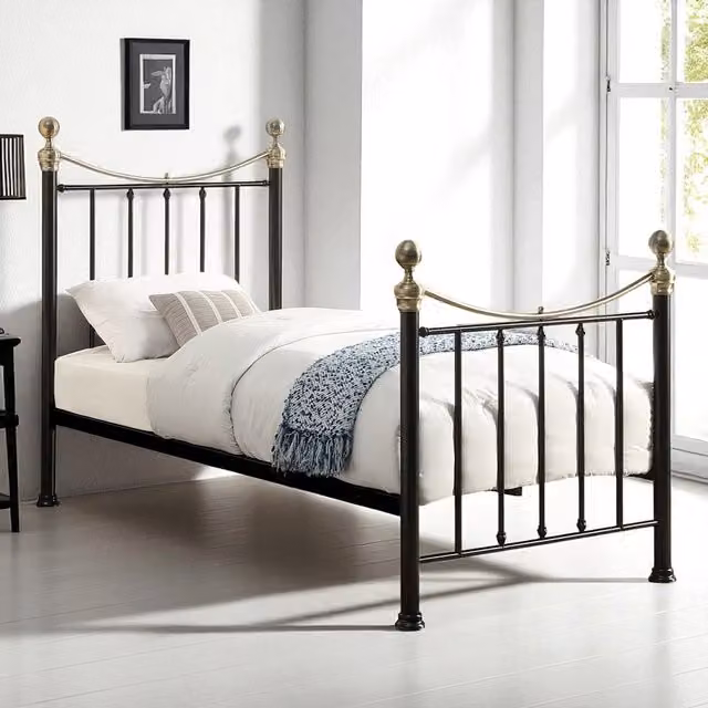 OAT Home Classic Black Metal Bed Frame, W/D/H: 90 x 190 cm