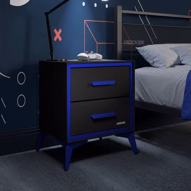 X Rocker Modern Freestanding Bedside Table in Black, Blue or Red