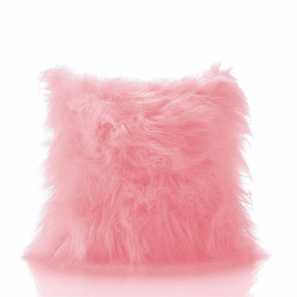 Luxor Living Set of 4 Square Faux Fur Cushions in Pink, W/D/H: 43 x 43 x 43 cm – 3