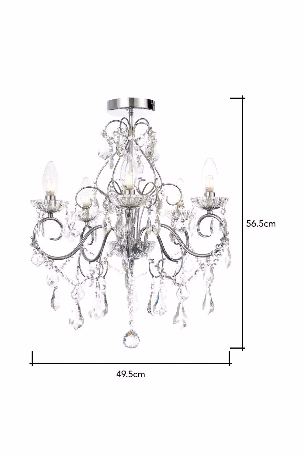 BHS Lighting Daphne Crystal Chandelier in Silver and Chrome – 3