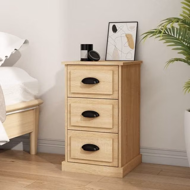 Berkfield Home Sonoma Oak Bedside Cabinet in Brown, W/D/H: 39 x 39 x 67 cm
